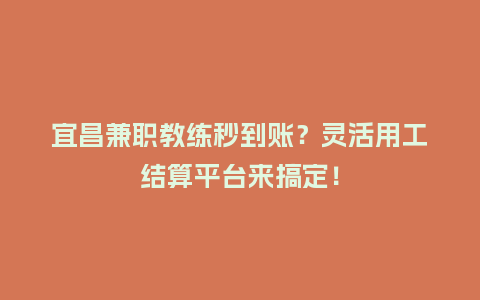 宜昌兼职教练秒到账？灵活用工结算平台来搞定！