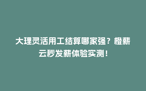 大理灵活用工结算哪家强？橙薪云秒发薪体验实测！