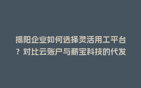 揭阳企业如何选择灵活用工平台？对比云账户与薪宝科技的代发薪资服务