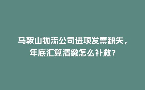 马鞍山物流公司进项发票缺失，年底汇算清缴怎么补救？