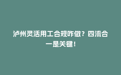 泸州灵活用工合规咋做?四流合一是关键!插图 泸州灵活用工合规咋做?四流合一是关键!插图