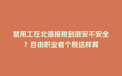慧用工在北海报税到底安不安全?自由职业者个税这样算插图 慧用工在北海报税到底安不安全?自由职业者个税这样算插图