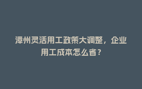 漳州灵活用工政策大调整,企业用工成本怎么省?插图 漳州灵活用工政策大调整,企业用工成本怎么省?插图