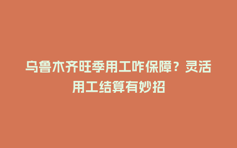 乌鲁木齐旺季用工咋保障？灵活用工结算有妙招
