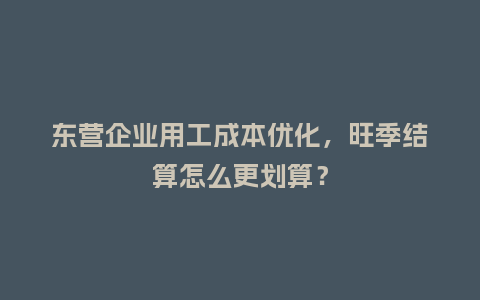 东营企业用工成本优化，旺季结算怎么更划算？