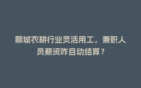 聊城农耕行业灵活用工，兼职人员薪资咋自动结算？