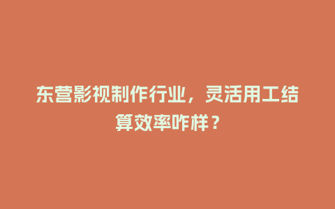 东营影视制作行业,灵活用工结算效率咋样?插图 东营影视制作行业,灵活用工结算效率咋样?插图
