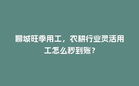 聊城旺季用工，农耕行业灵活用工怎么秒到账？