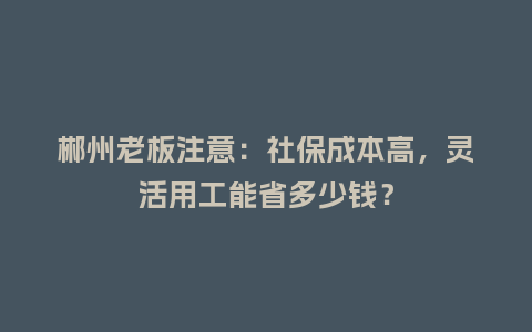 郴州老板注意:社保成本高,灵活用工能省多少钱?插图 郴州老板注意:社保成本高,灵活用工能省多少钱?插图