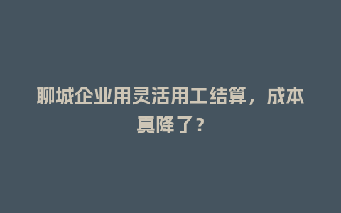 聊城企业用灵活用工结算,成本真降了?插图 聊城企业用灵活用工结算,成本真降了?插图
