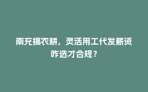 南充搞农耕，灵活用工代发薪资咋选才合规？