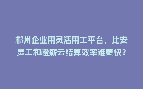 郴州企业用灵活用工平台，比安灵工和橙薪云结算效率谁更快？