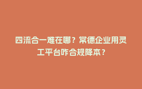 四流合一难在哪？常德企业用灵工平台咋合规降本？