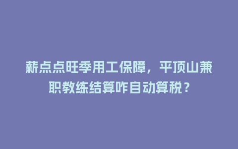 薪点点旺季用工保障,平顶山兼职教练结算咋自动算税?插图 薪点点旺季用工保障,平顶山兼职教练结算咋自动算税?插图