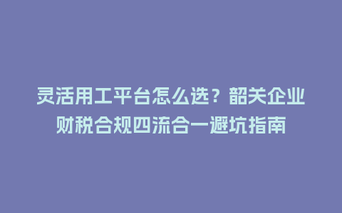 灵活用工平台怎么选?韶关企业财税合规四流合一避坑指南插图 灵活用工平台怎么选?韶关企业财税合规四流合一避坑指南插图