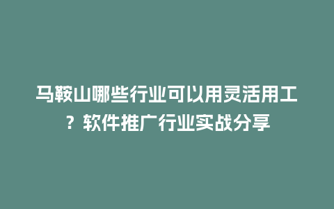 马鞍山哪些行业可以用灵活用工？软件推广行业实战分享