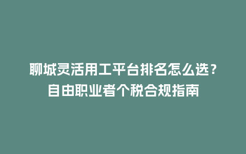 聊城灵活用工平台排名怎么选?自由职业者个税合规指南插图 聊城灵活用工平台排名怎么选?自由职业者个税合规指南插图