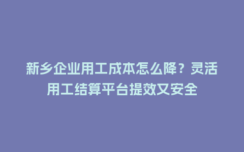新乡企业用工成本怎么降?灵活用工结算平台提效又安全插图 新乡企业用工成本怎么降?灵活用工结算平台提效又安全插图