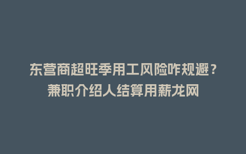 东营商超旺季用工风险咋规避?兼职介绍人结算用薪龙网插图 东营商超旺季用工风险咋规避?兼职介绍人结算用薪龙网插图