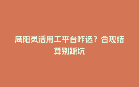 咸阳灵活用工平台咋选？合规结算别踩坑