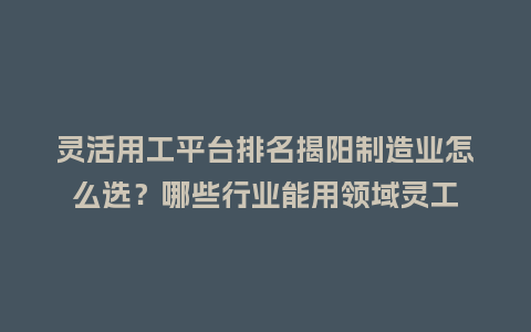灵活用工平台排名揭阳制造业怎么选?哪些行业能用领域灵工插图 灵活用工平台排名揭阳制造业怎么选?哪些行业能用领域灵工插图