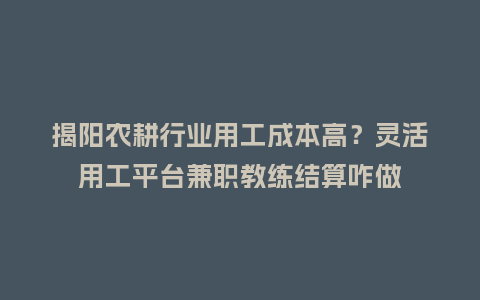 揭阳农耕行业用工成本高?灵活用工平台兼职教练结算咋做插图 揭阳农耕行业用工成本高?灵活用工平台兼职教练结算咋做插图