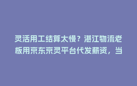 灵活用工结算太慢?湛江物流老板用京东京灵平台代发薪资,当天到账插图 灵活用工结算太慢?湛江物流老板用京东京灵平台代发薪资,当天到账插图