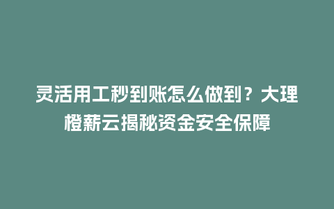 灵活用工秒到账怎么做到?大理橙薪云揭秘资金安全保障插图 灵活用工秒到账怎么做到?大理橙薪云揭秘资金安全保障插图