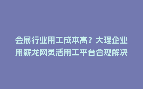 会展行业用工成本高?大理企业用薪龙网灵活用工平台合规解决进项发票缺失插图 会展行业用工成本高?大理企业用薪龙网灵活用工平台合规解决进项发票缺失插图